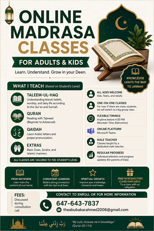 Online and In-person Madrasa for Adults and Kids