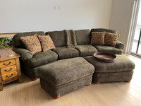 Flexsteel two piece sofa, two chairs and four ottomans