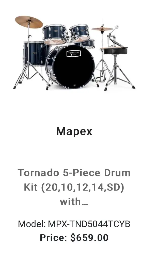 Drums Mapex Tornado 5 pieces Half price64186403672707120