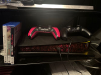 Ps5 disc edition, 2 controllers, 3 games, and carrying case