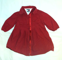 Baby Girls Red Dress Pin Stripes,Size 6-12 Months Tommy Hilfiger