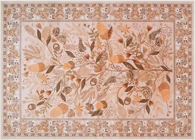 Brand New Rug: Earthy Floral Area Rug in Pink & Terracotta, View more