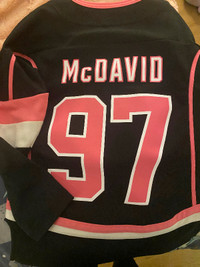 Toddlers size 5/6 Connor McDavid Oilers Black and Pink jersy