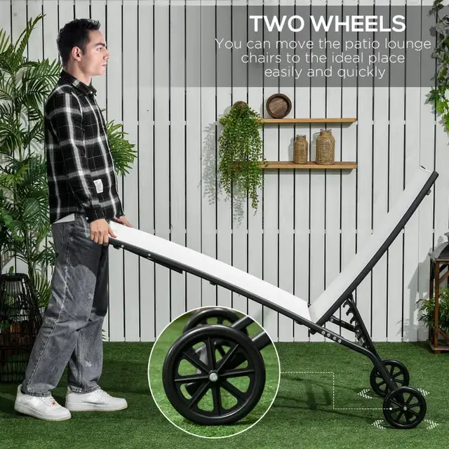  Lounge Chair with Wheels, 5-Level Adjustable Backrest for Garde in Patio & Garden Furniture in Markham / York Region - Image 5