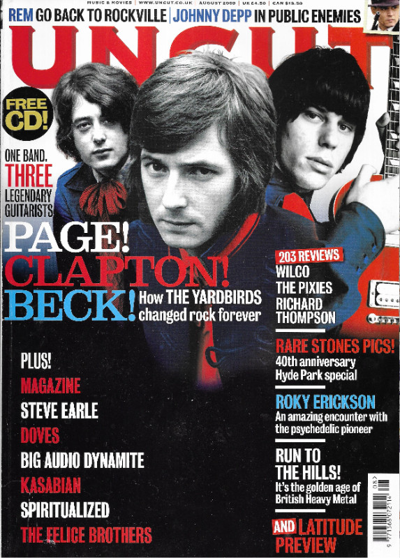 UNCUT Music Mag Aug 2009 Issue THE YARDBIRDS: Page Clapton Beck in Magazines in Ottawa