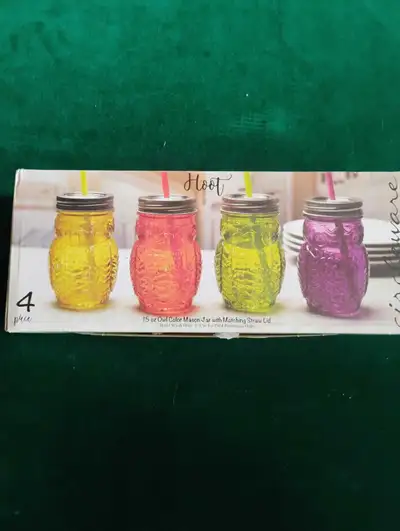 Unopened 4pc Mason Drinking Jar Set, View more