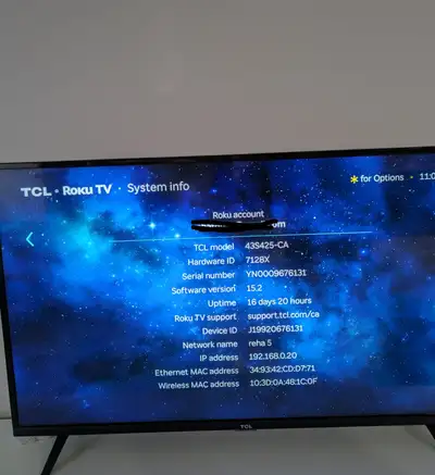 TCL Roku TV 4K (43S425-CA) 43 inch good condition, View more