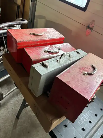 Metal tool boxes 5, $25 for all, View more