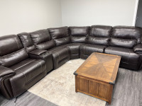 Top Grain Leather Power Reclining Sectional - display
