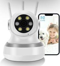 2.4/5GHz Indoor Security Camera, 3MP Pet Camera 360° WiFi Camera