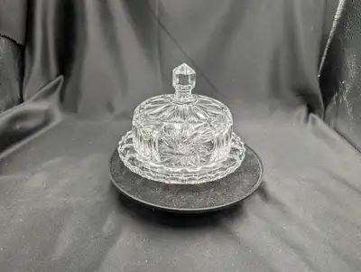 Vintage Pinwheel Crystal Large Covered Butter Dish, View more