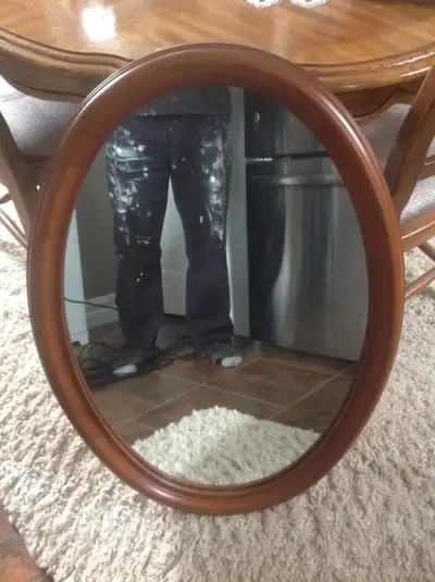 Solid maple oval mirror , View more