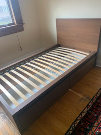 ikea malm single bed + 2 drawers + slats one year old