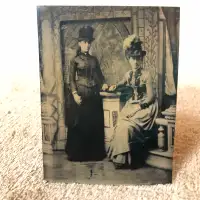 Ancienne photo Ferrotype (Tintype) Mère et fille #  27