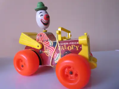 Vintage 1965 Fisher-Price Jalopy Clown in Car., View more