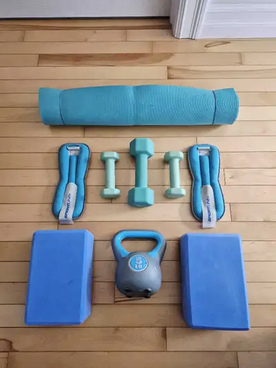 Fitness Set: 7lb, 3lb Dumbbells + 5lb Kettlebell + 1lb Ankle Wri, View more