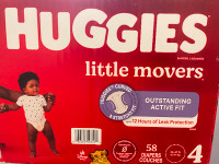 Brand new unopened Huggies diapers pampers size 4 58 units !