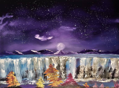 "Falls by Night" Oil Painting 24 x 18 inches canvas, View more