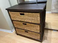 drawer ratan wood x3 boxes