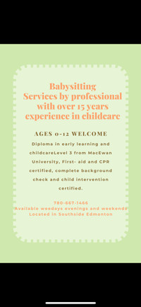 Qualified and experienced Baby sitter 