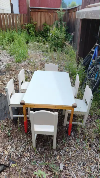 Kids table and 6 chairs, View more
