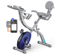 MERACH Folding Exercise Bike for Home - 4 in 1 Magnetic Stationa
