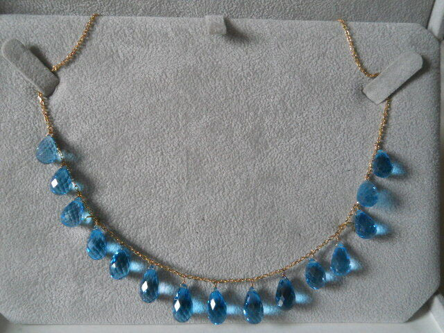 10K YELLOW GOLD BLUE TOPAZ NECKLACE in Jewellery & Watches in Ottawa - Image 4
