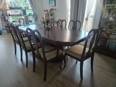 Solid wood dining table with chairs, View more