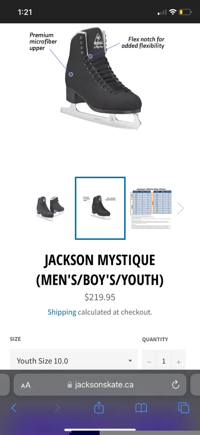 Jackson Mystique Figure Ice Skates Black size 10 youth/Patins in Skates & Blades in City of Montréal - Image 4