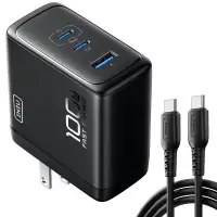 NEW: 100W GaN 3 Port USB C Wall Charger with 100W Cable