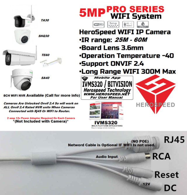 5MP LARGE LONG RANGE Bullet IP Camera "Onvif" WIFI 2.4 & 5GHZ in Livestock in Winnipeg - Image 3