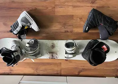 snowboard and boots, View more