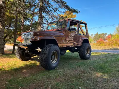 87 YJ restored a few years back. 383,4spd,dana 60 rears. 35” tires Hard/soft top, full/half doors se...
