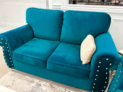 Teal Velvet Couch Set, View more
