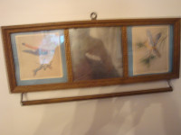 ANTIQUE WOOD TOWEL RACK WITH FRAMES FOR MIRRORS