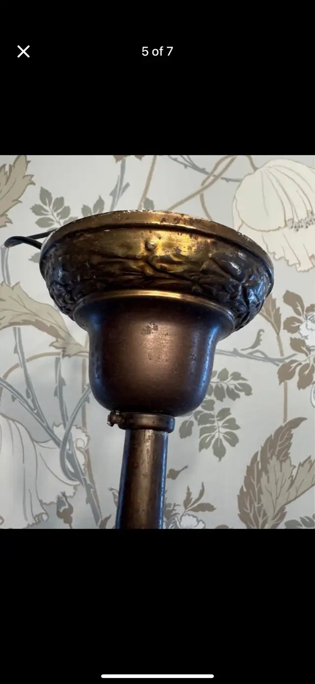 Antique 1920s Art Deco Slag Glass Pendant – Caramel Glas in Indoor Lighting & Fans in Ottawa - Image 4