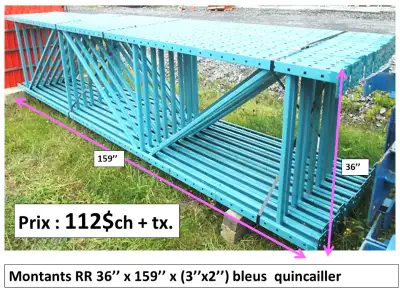 Montant RR 36'' x 159'' x (3x2) bleu quinc. usagé et autres, View more