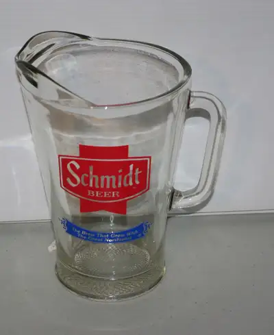 Vintage Heavy Glass Schmidt Beer Pitcher, View more