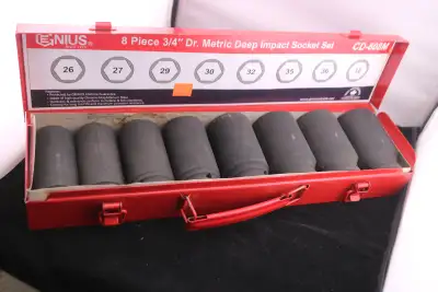 Genius Tools CD608M 8 Pc 3/4" Dr. Metric Deep Impact Socket Set, View more