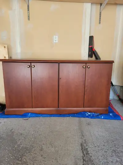 Large Cherry Wood Office Credenza / 4-Door, View more