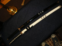 2 Black Handled Samurai Swords