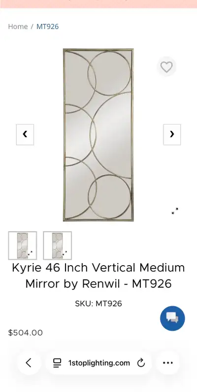Kyrie 46 Inch Vertical Medium Mirror by Renwil. Price is for all 4 mirrors. Antique finish, in great...