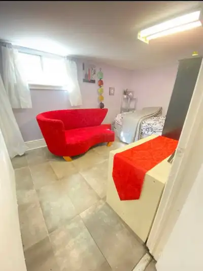 Two private rooms available In raised up basement separate entrance, red sofa room $750 all utilitie...