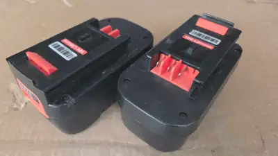 Selling two, used, like new, Lithium batteries compatible with18v slide pack Black & Decker 18V batt...