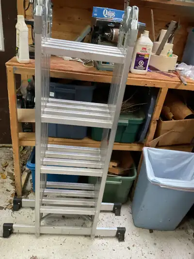 Mastercraft Grade 1 aluminum multi-task ladder. - 250 lb. - up to 21 feet. - $75.00