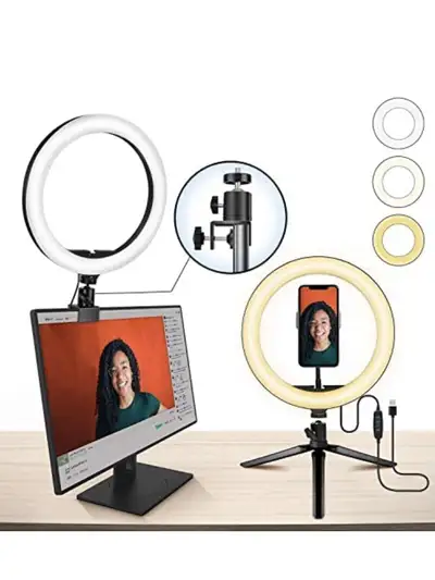 10" Ring Light MACTREM LED Light Ring with Tripod, Clamp & Phone Holder for YouTube Video, Makeup, S...