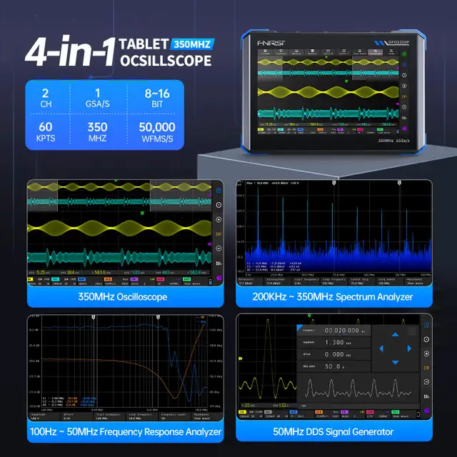 FNIRSI DPOS350P Tablet Oscilloscope 350MHz, Spectrum Analyzer in General Electronics in City of Montréal - Image 3