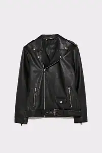 BRAND NEW Men's Zara Leather Biker Jacket with Tags for Sale