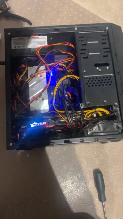 Used a while back. Don’t need anymore. Works no problems and runs games well. Hole in case was made...