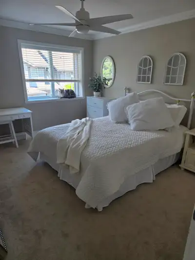 Furnished queen bedroom available. Share full bath. Kitchen and laundry access. Parking. Close to ci...